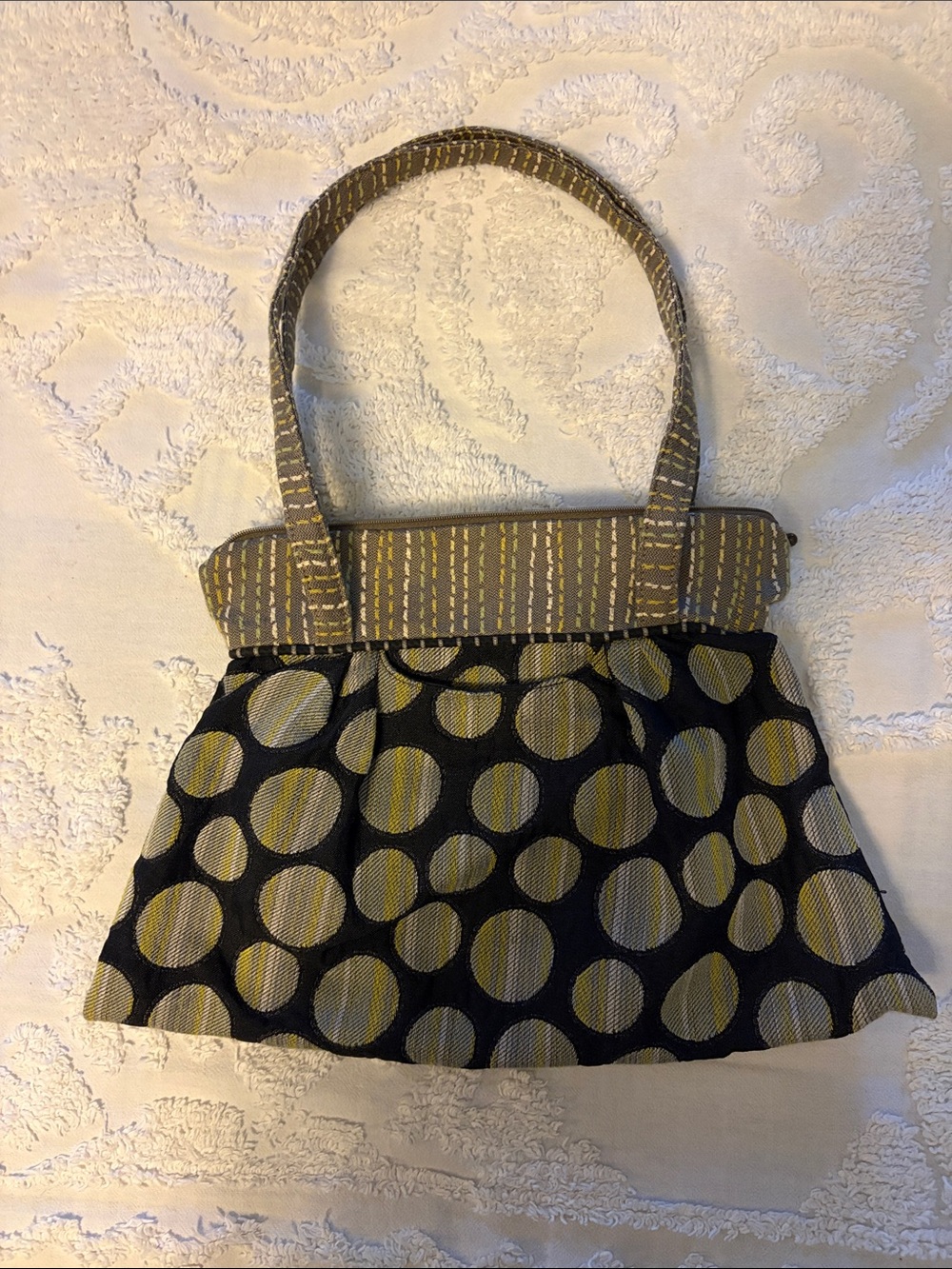 Black,Green and Gold Polka Dot Maruca Shoulder Bag for Women